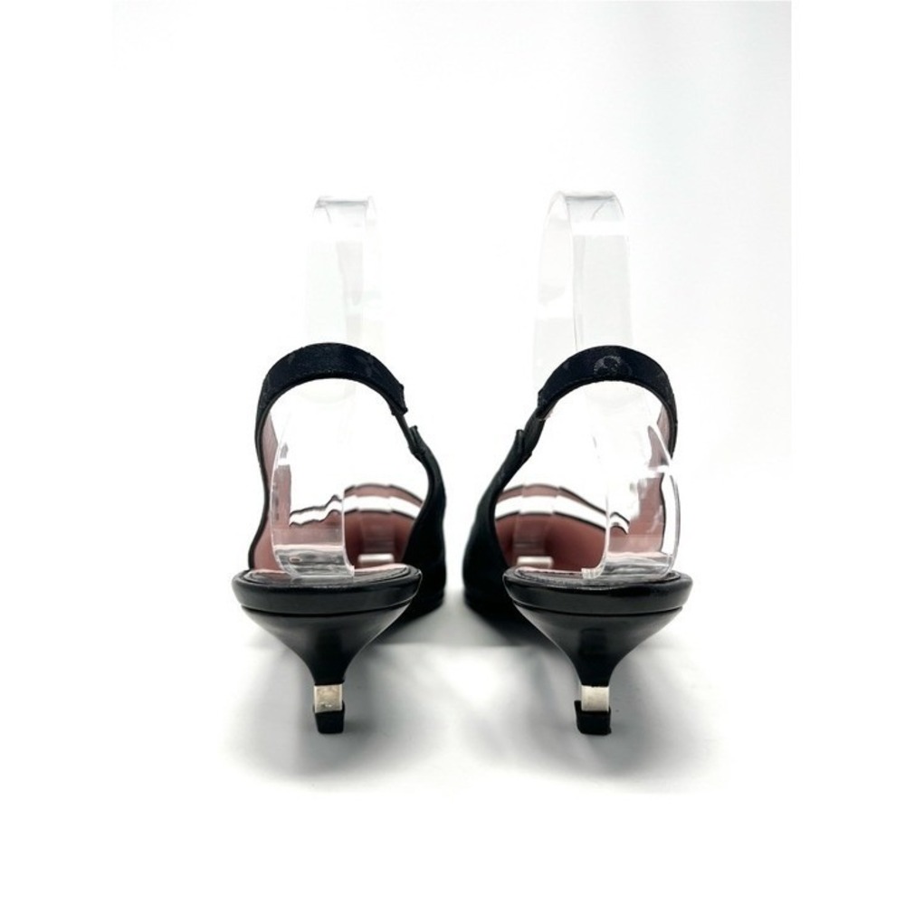 Vintage Louis Vuitton 90s Y2K Black Logo Monogram Slingback Kitten Heels 37.5 - Picture 7 of 12